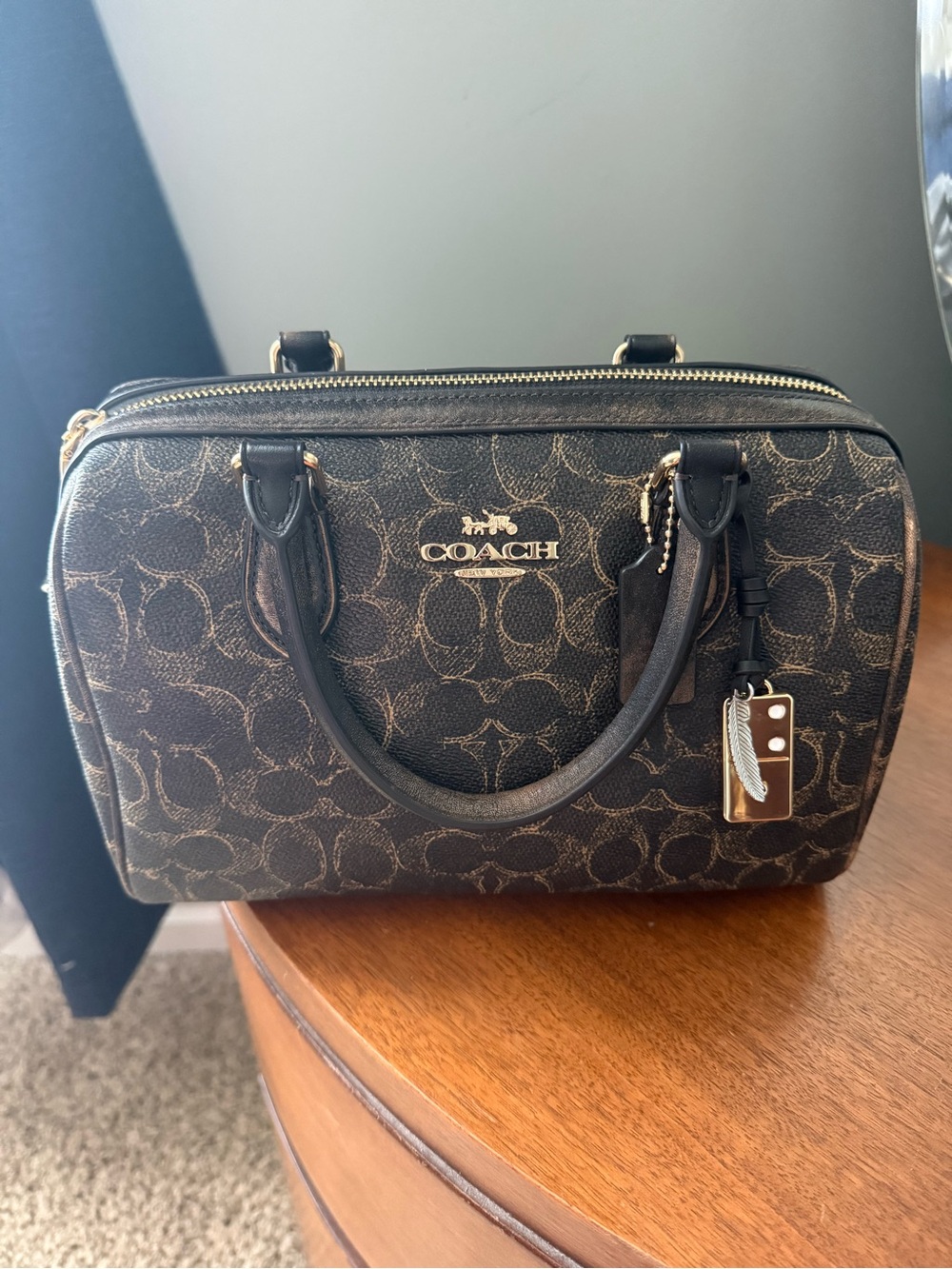 Coach Rowan loved signature canvas with Gold Hardware